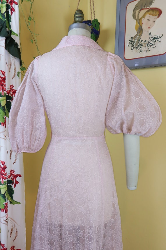 vintage 1930s peignoir // sheer blush pink silk e… - image 6