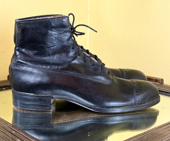 vintage 1920 boots // glossy black leather 20s boots … - Gem