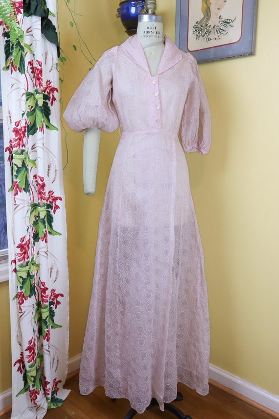vintage 1930s peignoir // sheer blush pink silk e… - image 3