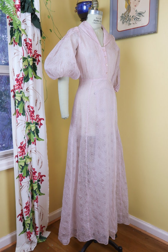 vintage 1930s peignoir // sheer blush pink silk e… - image 5