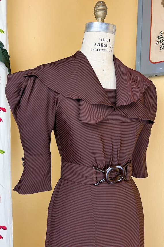 vintage 1930s dress // designer EISENBERG brown +… - image 6