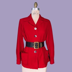 vintage 1950s jacket // WOUNDED BIRD // cherry red wool 50s Pendleton 49er jacket // size M