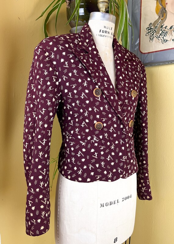 Vintage 1940s Ski Jacket // MEN'S Skiers + Trees Novelty