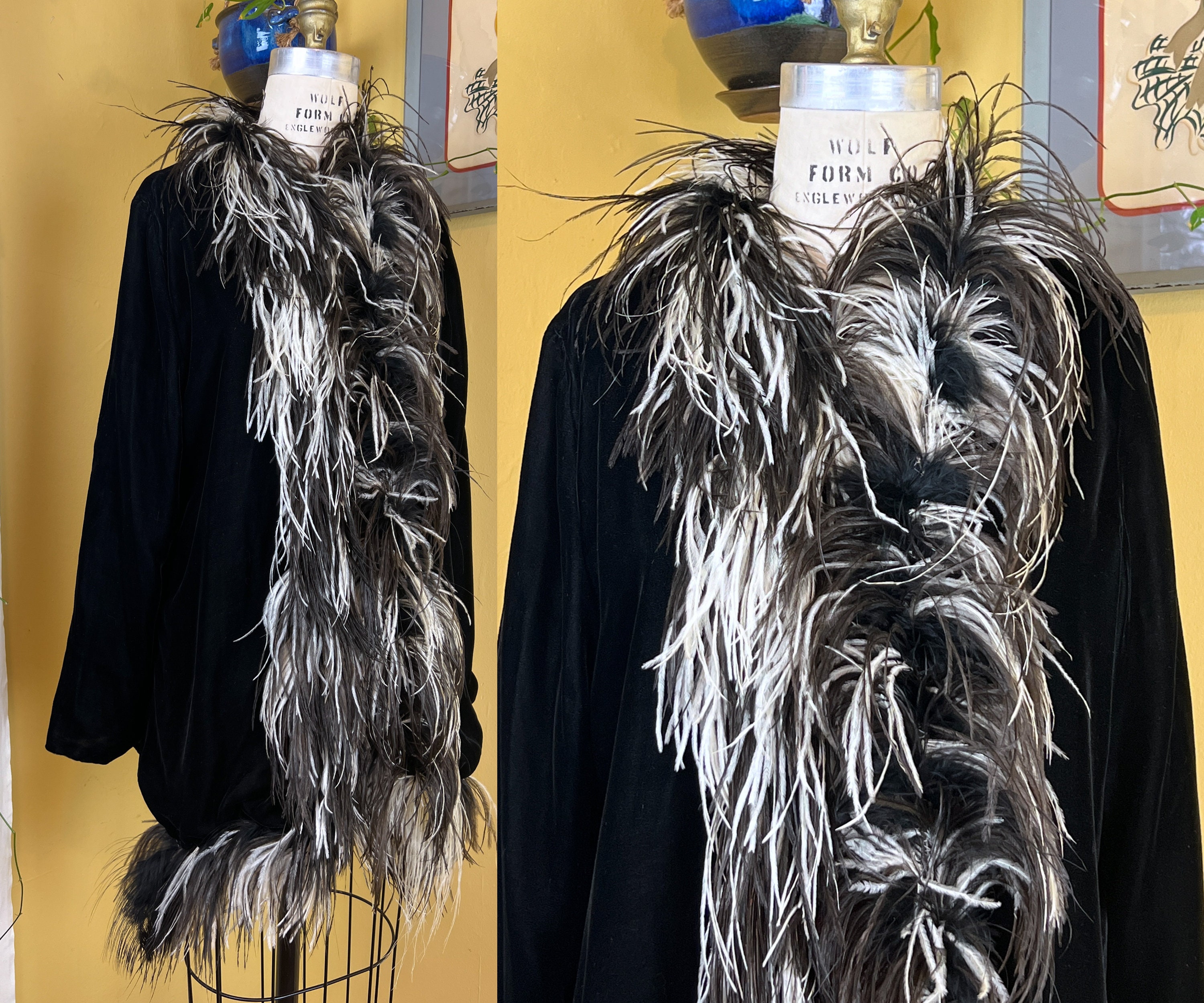 Feather trim jacket sale