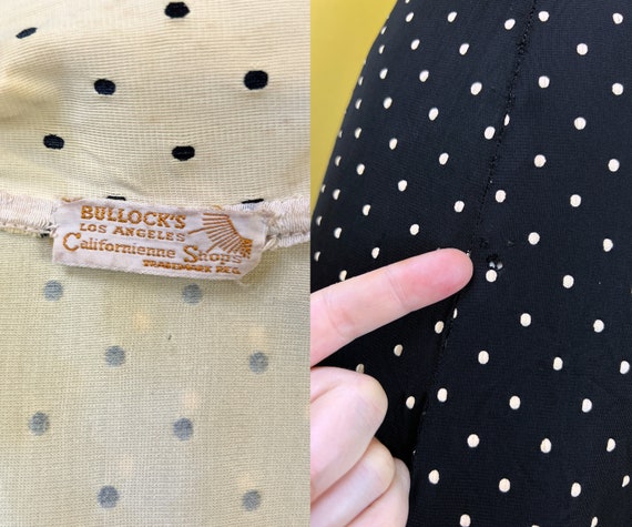 vintage 1940s dress // yellow + black polka dot c… - image 8