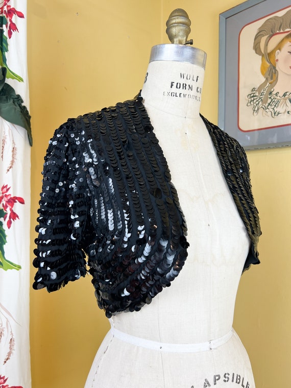 vintage 1930s jacket // giant black gelatin sequin