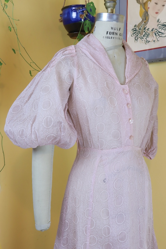 vintage 1930s peignoir // sheer blush pink silk e… - image 2