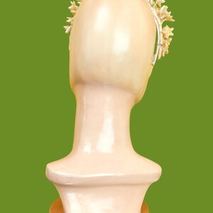 vintage 1920s bridal crown // tall face-framing halo pearly wax flower 20s wedding headdress image 9