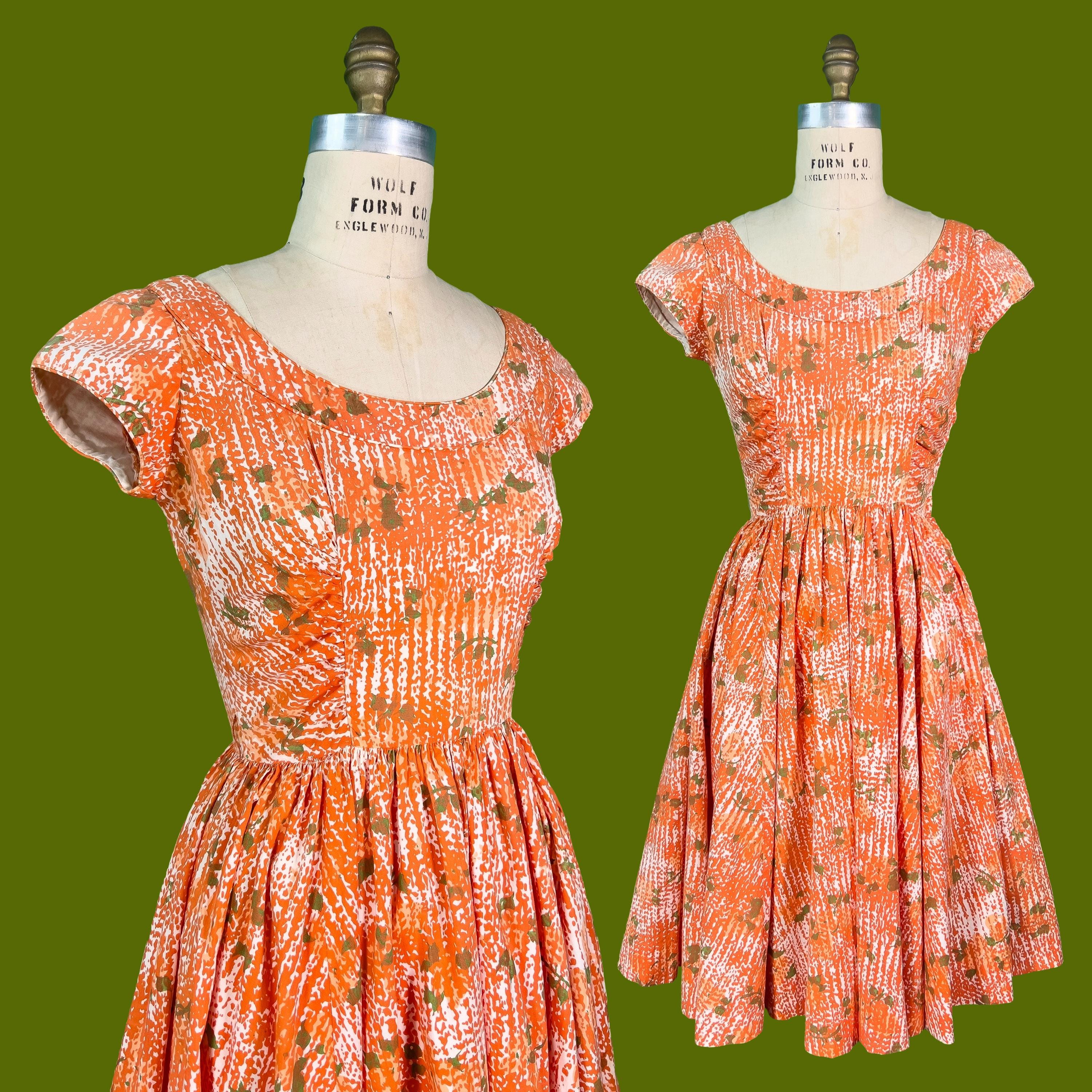 Floral Print Dress 1950s - Etsy