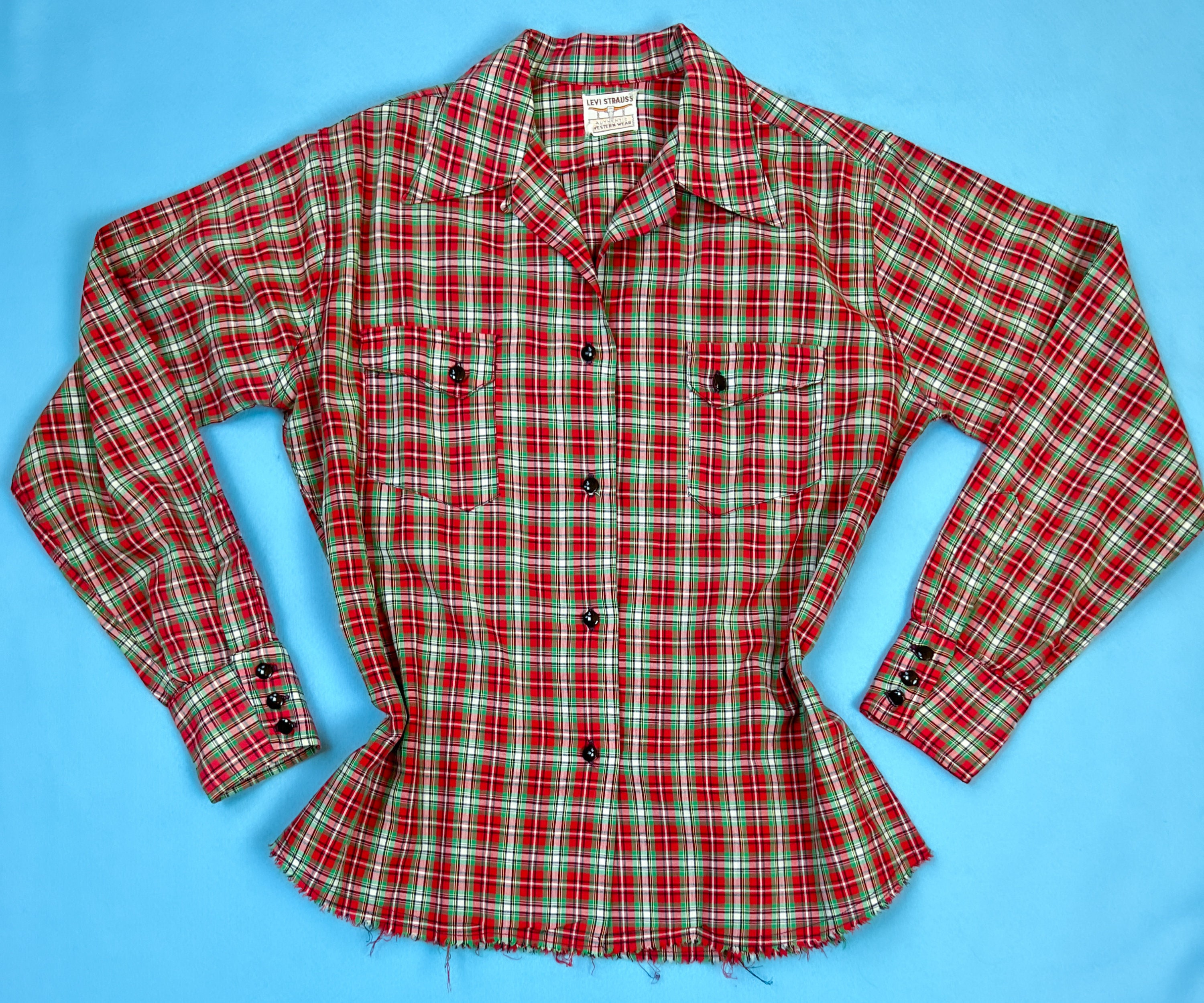 50s LEVI'S loop color plaids wool shirt