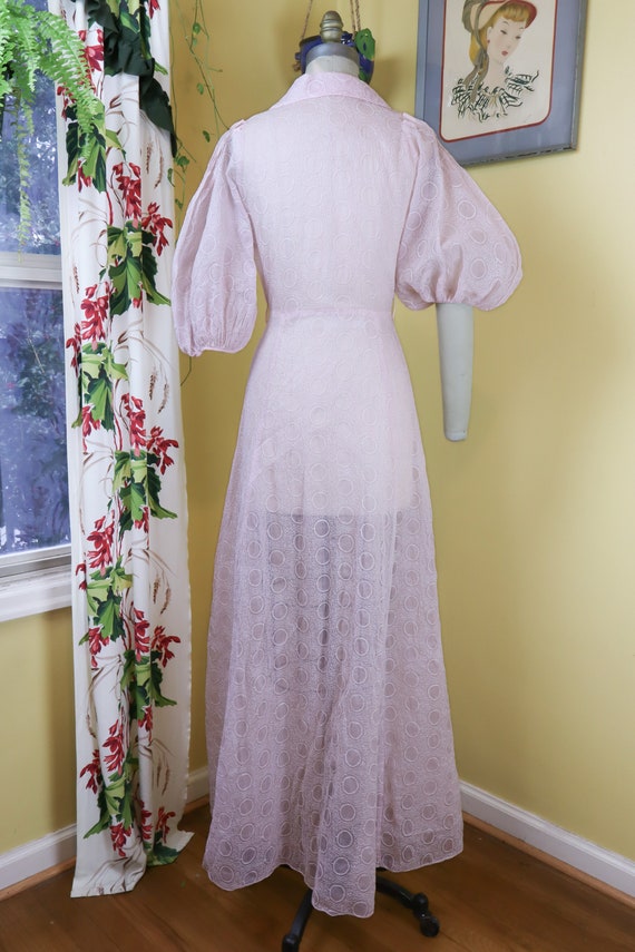 vintage 1930s peignoir // sheer blush pink silk e… - image 7