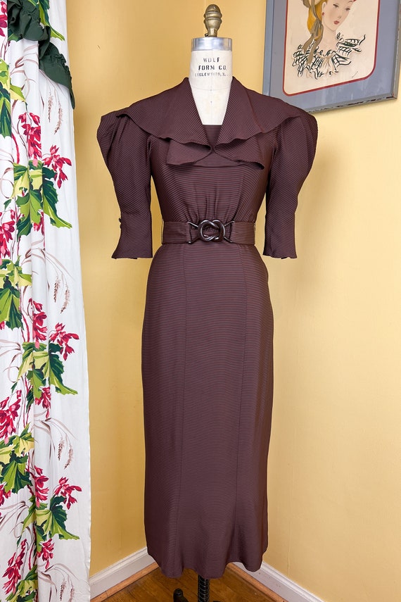 vintage 1930s dress // designer EISENBERG brown +… - image 5