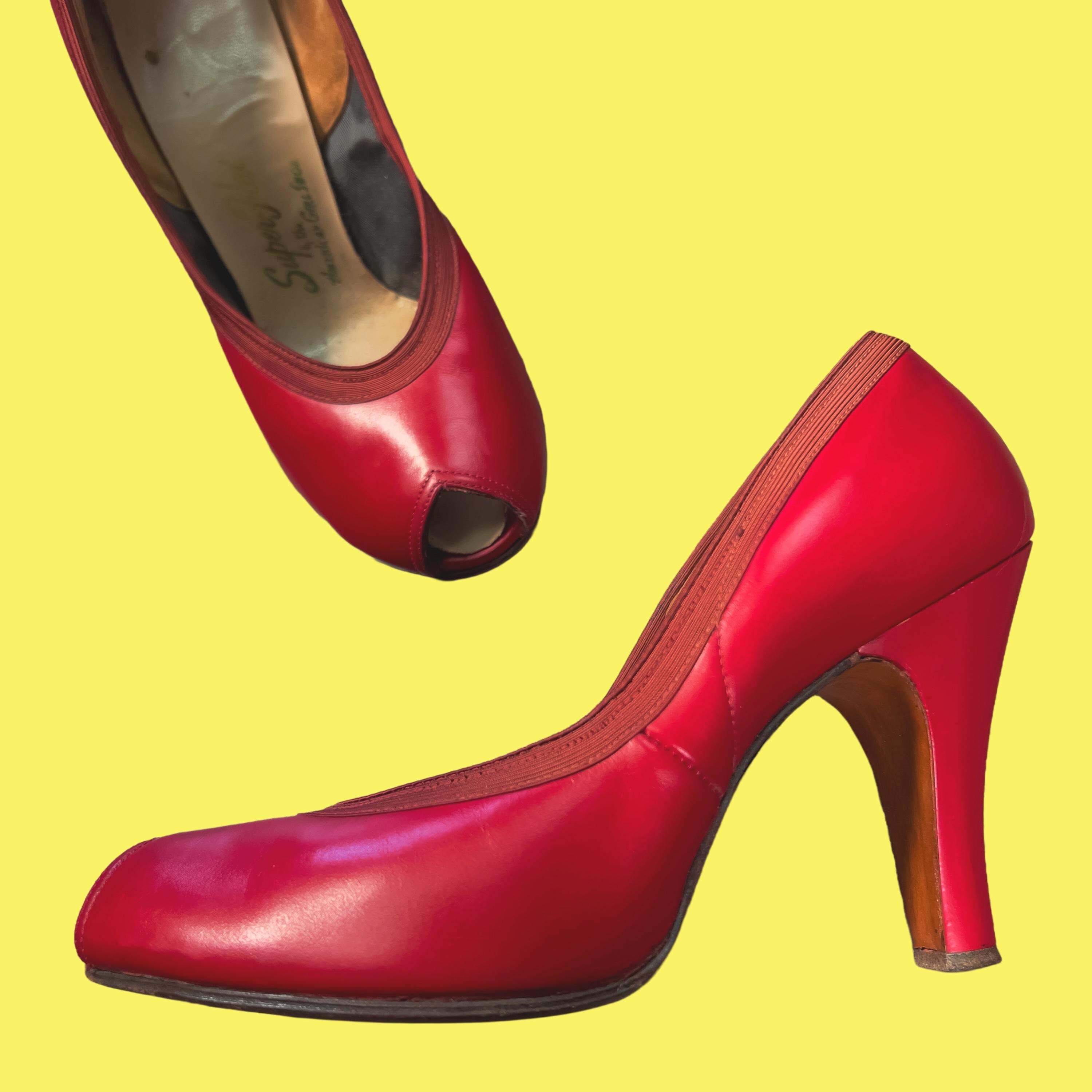 Red Vintage Peep Toe - Etsy display picture 1