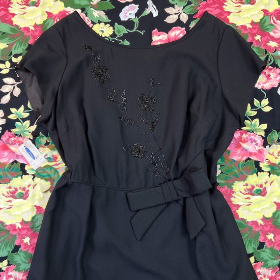 vintage 1960s dress // beaded floral bodice black… - image 2