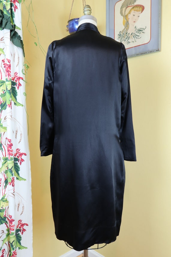 vintage 1920s dress // gleaming black silk satin … - image 7