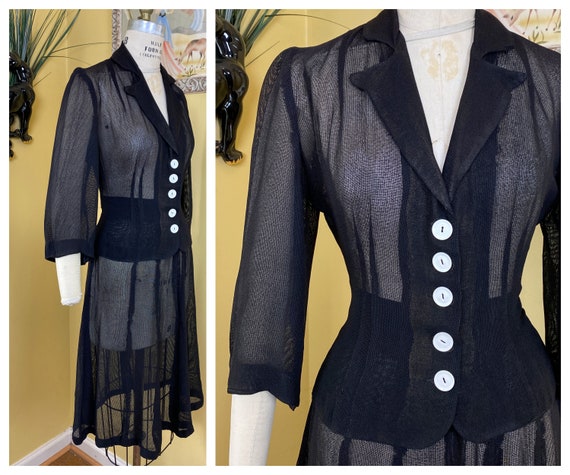 vintage late 1930s - early 1940s suit // sheer bla
