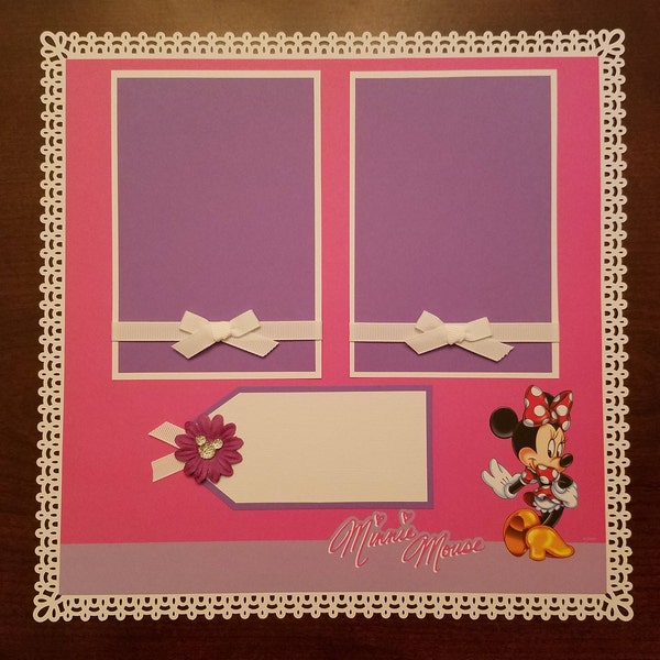 Disney Minnie Mouse Scrapbook Layout 1 Page 12"x12" Premade Layout Shadow Box Art Framed Art Gift Home Decor