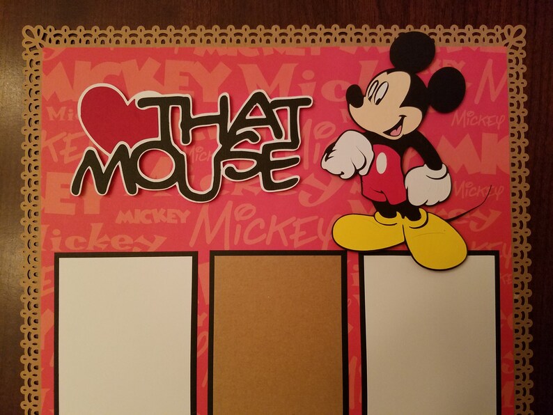 Disney Mickey Mouse Scrapbook Layout 2 Pages 12x12 Premade W/ Paper