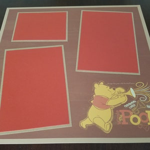 Disney Winnie the Pooh Premade Scrapbook Layout 1 Page 12&quot;x12&quot; Disneyland Autographs or Souvenirs, Framed Gift, Birthday Party Decoration