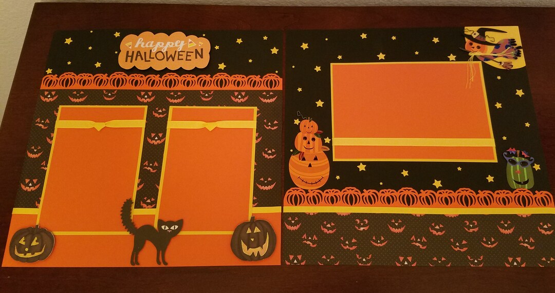 Happy Halloween Premade Scrapbook Layout 2 Page 12"x12" Halloween Night ...