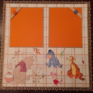 Disney Winnie the Pooh Premade Scrapbook Layout 1 Page 12&quot;x12&quot; Pooh & Tigger Disneyland Autograph, Framed Gift, Birthday Party Decoration