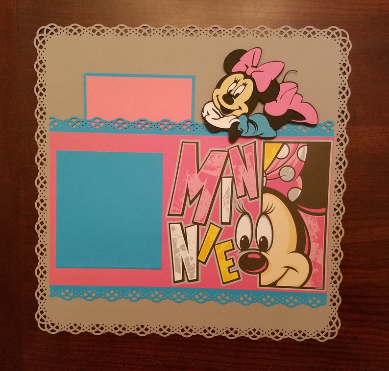 Disney Minnie Mouse Scrapbook Layout 2 Page 12x12 Premade Layout Shadow Box Art Framed Art Gift Home Decor