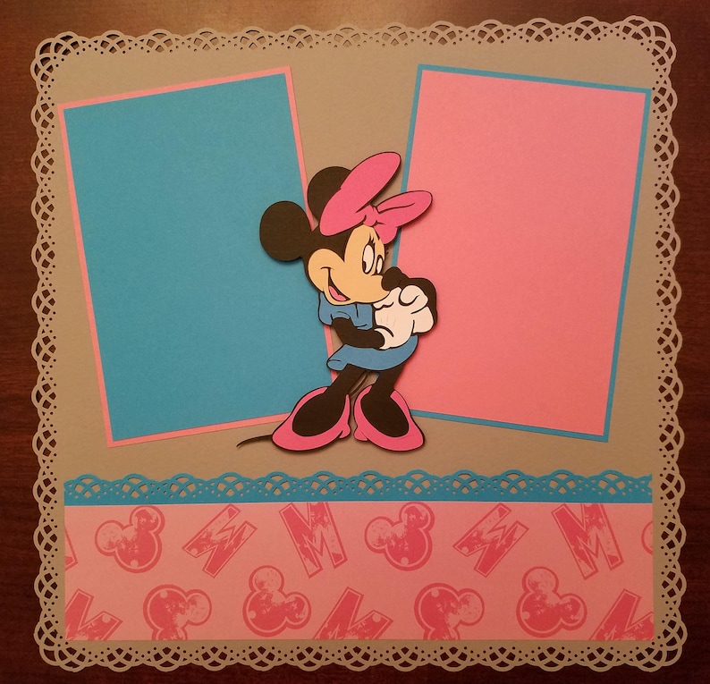 Disney Minnie Mouse Scrapbook Layout 2 Page 12x12 Premade Layout Shadow Box Art Framed Art Gift Home Decor