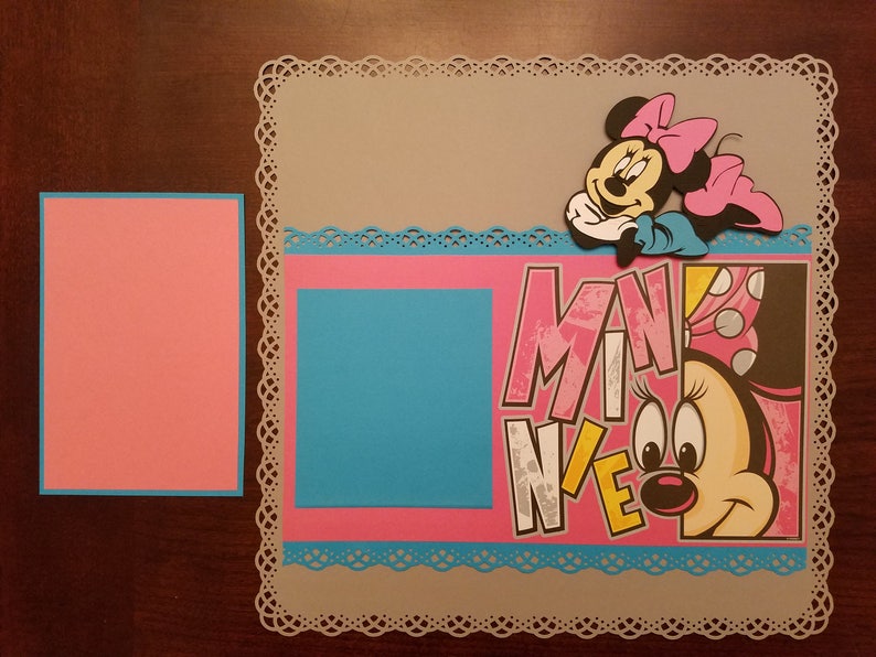 Disney Minnie Mouse Scrapbook Layout 2 Page 12x12 Premade Layout Shadow Box Art Framed Art Gift Home Decor