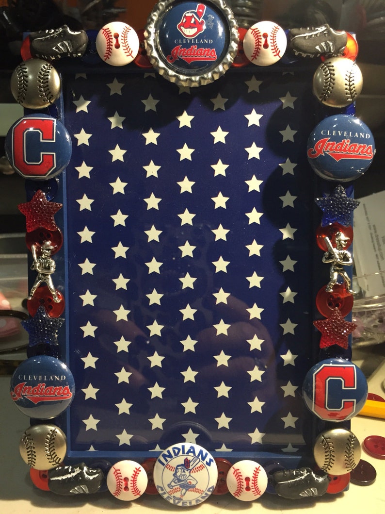 Cleveland indians button picture frame