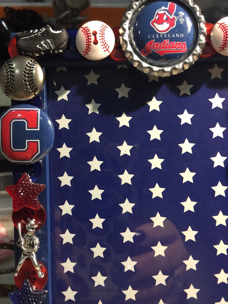 Cleveland indians button picture frame