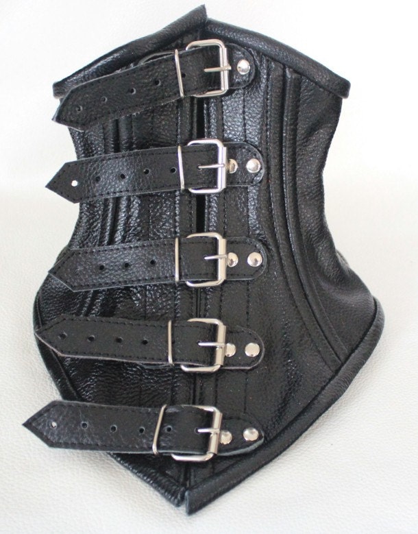 Buckle Real Cow Leather Under Chin Neck Corset Posture Collar