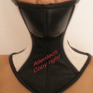 Real Cow Leather Hand Made Over Mouth Neckcorset Bondage White and Black