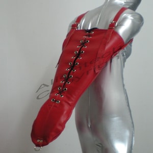 Real Cow Leather Single Glove Armbinder Escapology Red