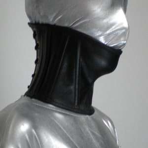 real cow leather overchin neck corset