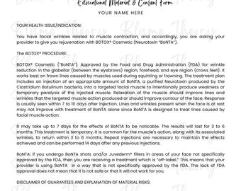 Botox Consent Form | Editable Canva Template for Injectors & Med Spas | Digital PDF Client Consent Document | Aesthetic Clinic Form