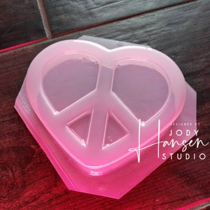 Peace Heart Mold | Bath Bomb Mold | Soap Mold | Wax Mold | Plastic Mold | Chocolate Mold | Love Mold | Heart Mold