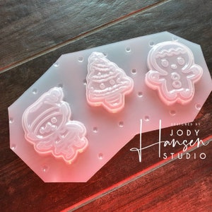 Cute Christmas Characters Pallet 2 Mold | Small Mold | Soap Mold | Wax Mold | Resin Mold | Jewelry Mold | Christmas Mold