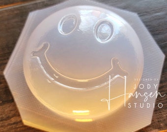 Smiley Face Mold for Bath Bombs, Soap Mold, Wax Mold, Plastic Mold, Vacuum Form Mold, Smile Emoji Mold, Emoji Mold, Peace Mold, Hippy Mold