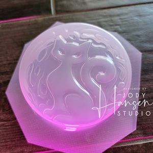 Cat in the Moon Mold | Bath Bomb Mold | Soap Mold | Wax Mold | Plastic Mold | Vacuum Form Mold | Witchy Mold | Black Cat Mold | Moon Mold