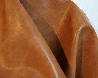 Nat Leathers | Tan Cognac Soft Faux Vegan Leather PU (Peta Approved Vegan) | 4 Yards (144 inch x 54 inch Wide) Cut by The Yard | Synthetic Pleather