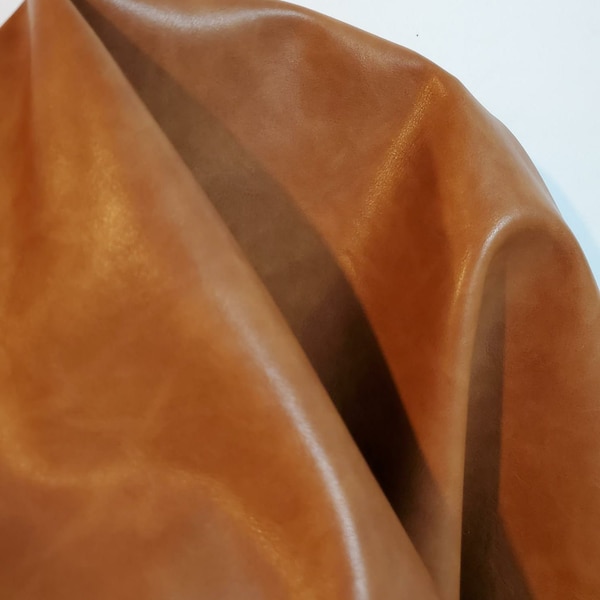 British Tan 2-tone {Peta-Approved}Vegan soft faux leather handbag upholstery craft 0.9mm PU Fabric 36"x54" 1-5 cut by the yard NAT Leathers™