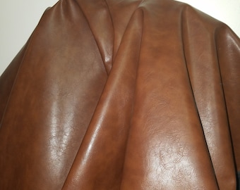 Medium Brown Tan two tone Faux leather Pleather sold by the yard 36 inches x 52 inches wide Synthetic for one yard.  1 yard- 5 yards