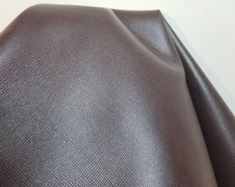 Leather 10-21 sf Brown Saffiano  nappa Cow hide cowhide skin 2.5 - 3.0 oz nappa genuine for handbag craft jewelry accessories NAT Leathers