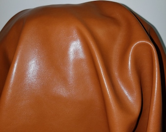 Cognac Tan Faux Vegan {Peta Approved} leather Pleather sold by the yard 36 inches x 52 inches wide Synthetic 1 - 5 yards NAT Leathers™