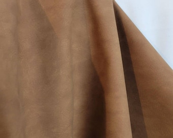 Mid Brown Nubuck tumbled Vegan faux leather {Peta-Approved} handbag upholstery 54 inch wide fabric cut by the yard NAT Leathers™ 1-25 yards