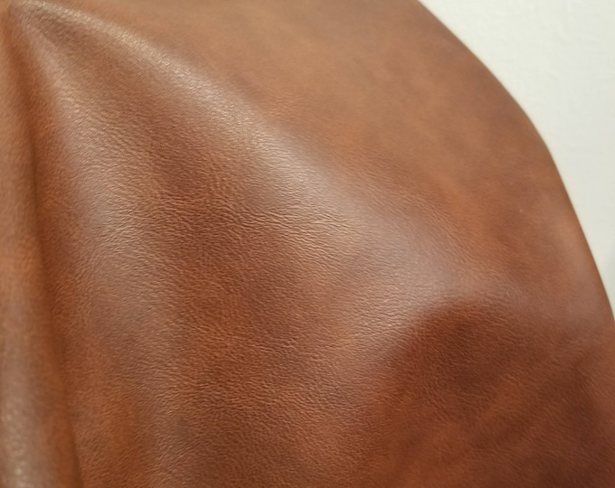 Featured listing image: Cognac Brown Tan 2 tone {Peta-Approved}Vegan faux leather handbag upholstery craft 0.9mm PU Fabric 36"x54" 1-5 cut by the yard NAT Leathers™