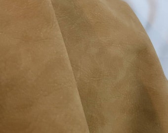 Wheat Nubuck tumbled Vegan faux leather {Peta-Approved} handbag upholstery 54 inch wide fabric cut by the yard NAT Leathers™ 1-25 yards