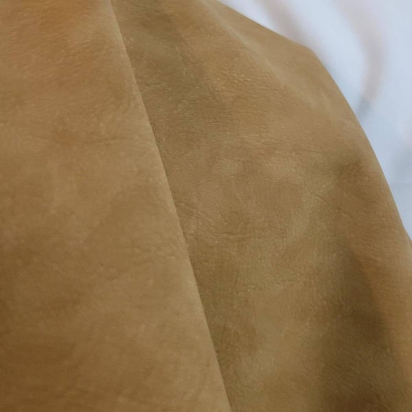 Wheat Nubuck tumbled Vegan faux leather {Peta-Approved} handbag upholstery 54 inch wide fabric cut by the yard NAT Leathers™ 1-25 yards