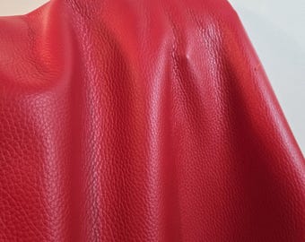 Red tumbled embossed pebblegrain 3.0-3.5 oz Cowhide leather soft craft supply handbag 26-32 sq.ft upholstery NAT Leathers