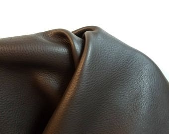 Leather 25 sq.ft full skin dark brown Smooth Nappa Cowhide soft craft supply handbag upholstery Nat Leathers 35 by 55 inches